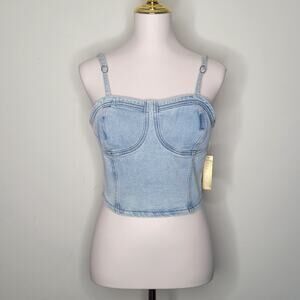 Riley And James Lightwash Denim Stretchy Bustier Top Sz M Baddiecore Club‎ NWT